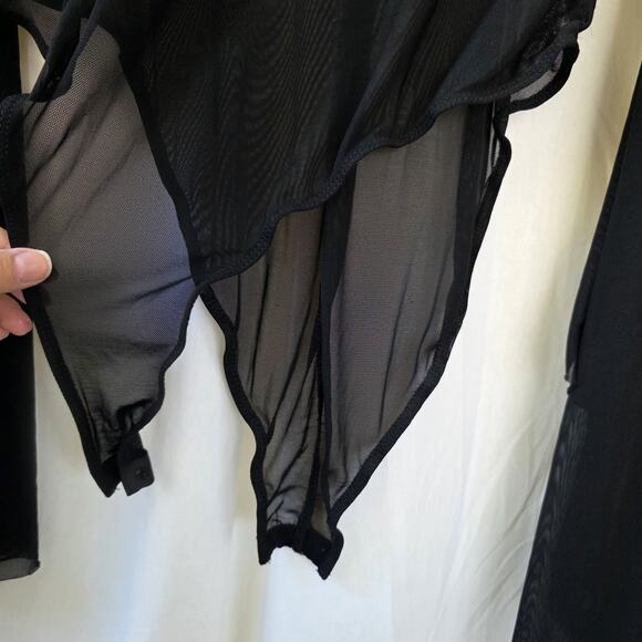 Women's XL Mesh Bodysuit Slinky Stretch Witchy Whimsy goth Grunge Vamp - Picture 3 of 10